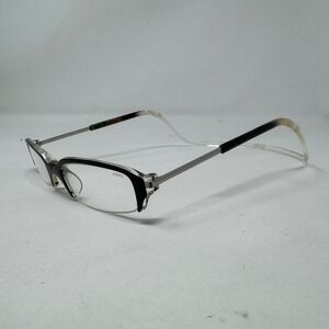 CliC Magnetic Front Connect Reading Glasses Black Clear Frame Neck Wrap Around